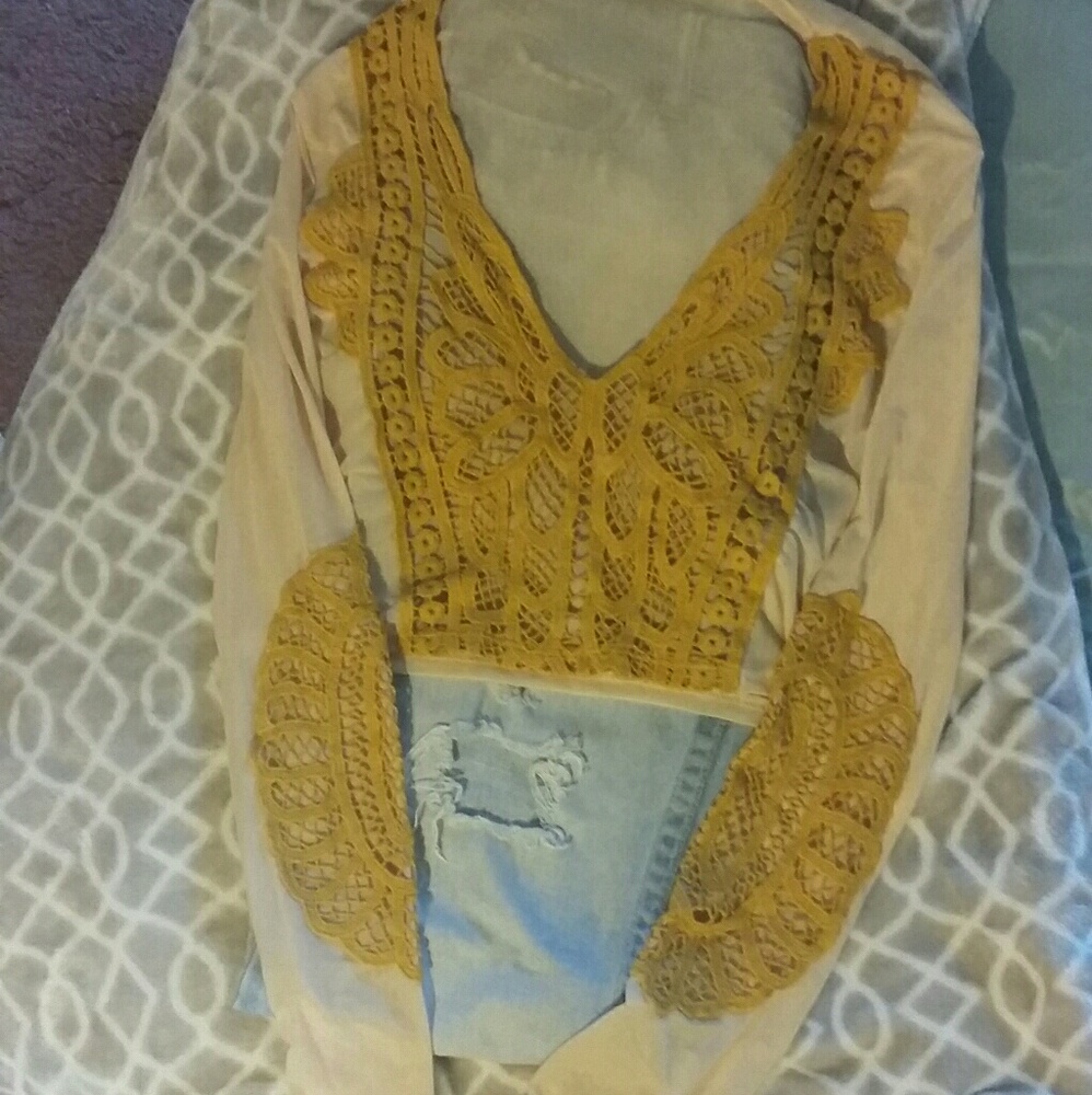 NWT sheer mustard crop top